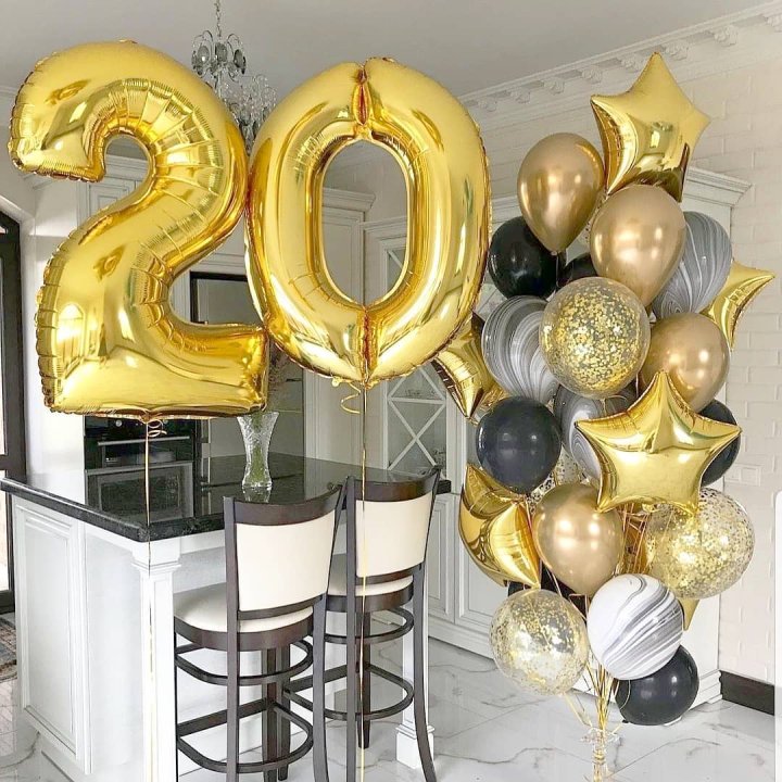 Фольгированный шар Золотая Цифра в Комсомольске-на-Амуре