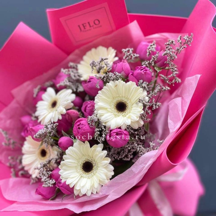 Букет гербер и мисти бабблс  в Комсомольске-на-Амуре