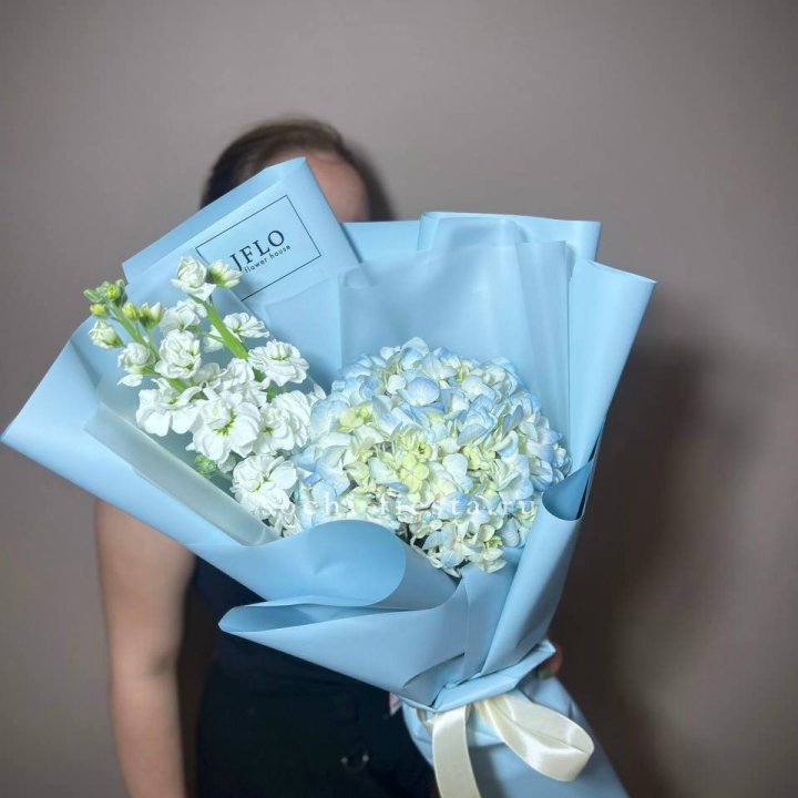 Гортензия голубая с маттиолой в Комсомольске-на-Амуре