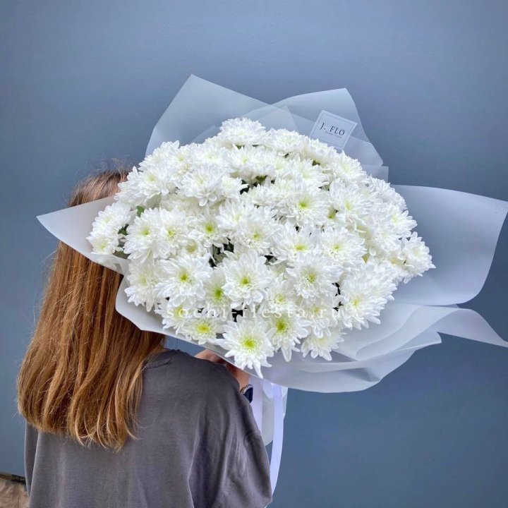 Букет хризантем "Белая снежинка" в Комсомольске-на-Амуре