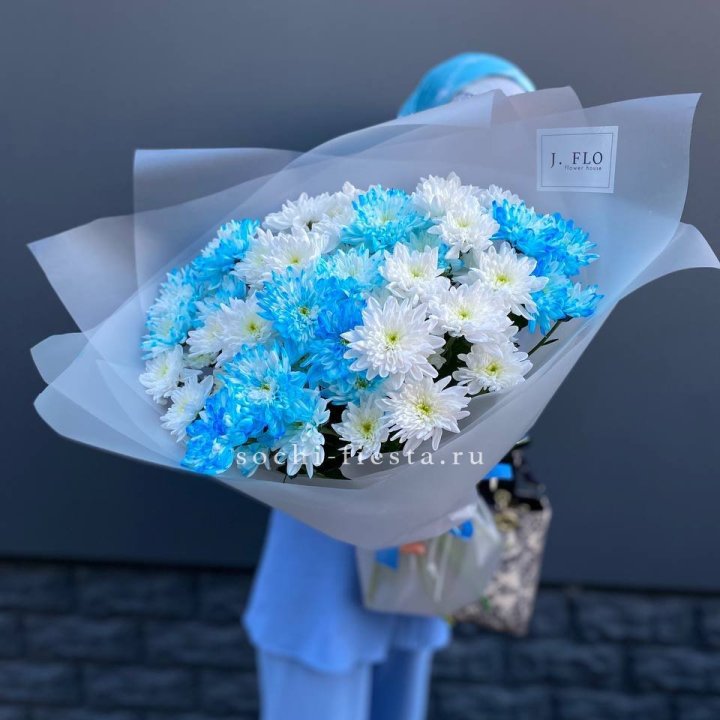 Букет хризантем "Голубая снежинка" в Комсомольске-на-Амуре