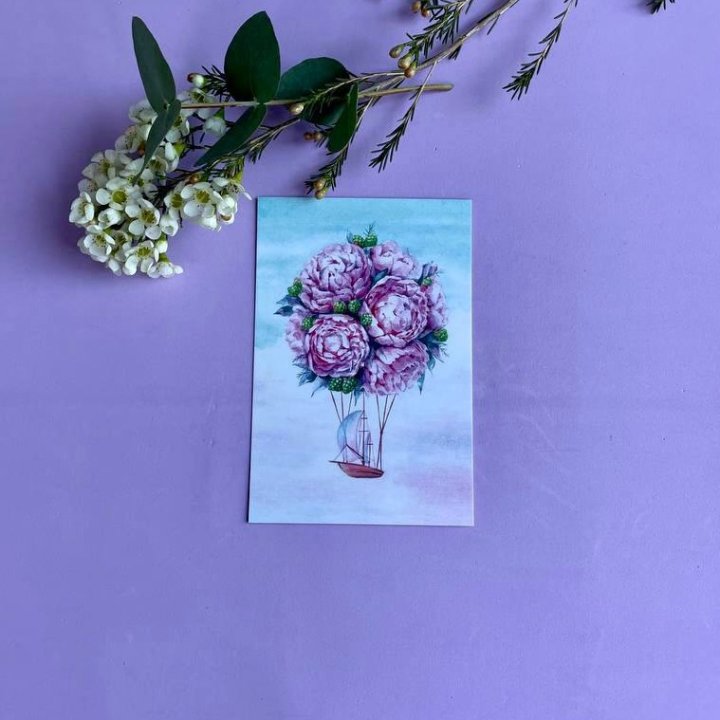 Открытка к букету "Пион" в Комсомольске-на-Амуре