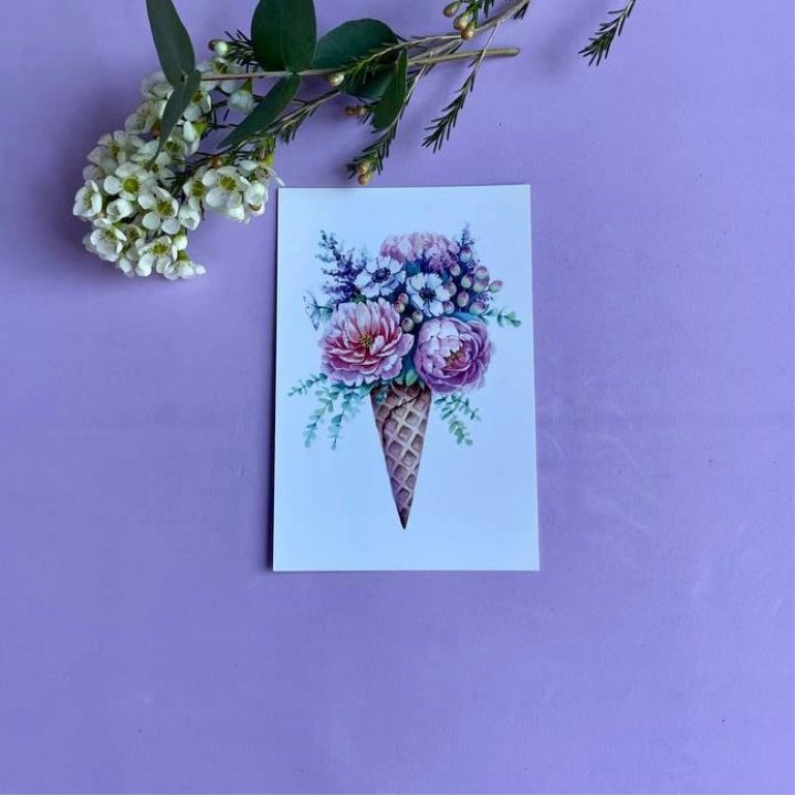 Открытка к букету "Цветочно-кремовый" в Комсомольске-на-Амуре