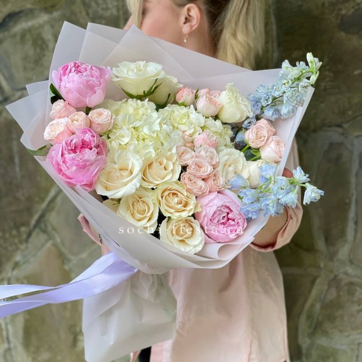 Букет с пионами "Богема" в Комсомольске-на-Амуре