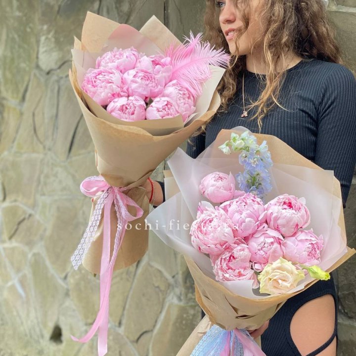 7 зефирных пионов  в Комсомольске-на-Амуре