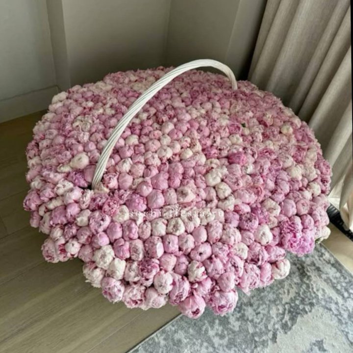 Корзина 555 пионов в Комсомольске-на-Амуре