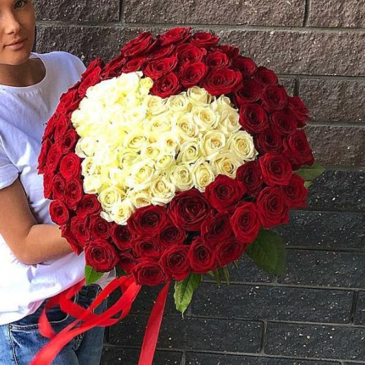 101 роза "Сердце" в Комсомольске-на-Амуре