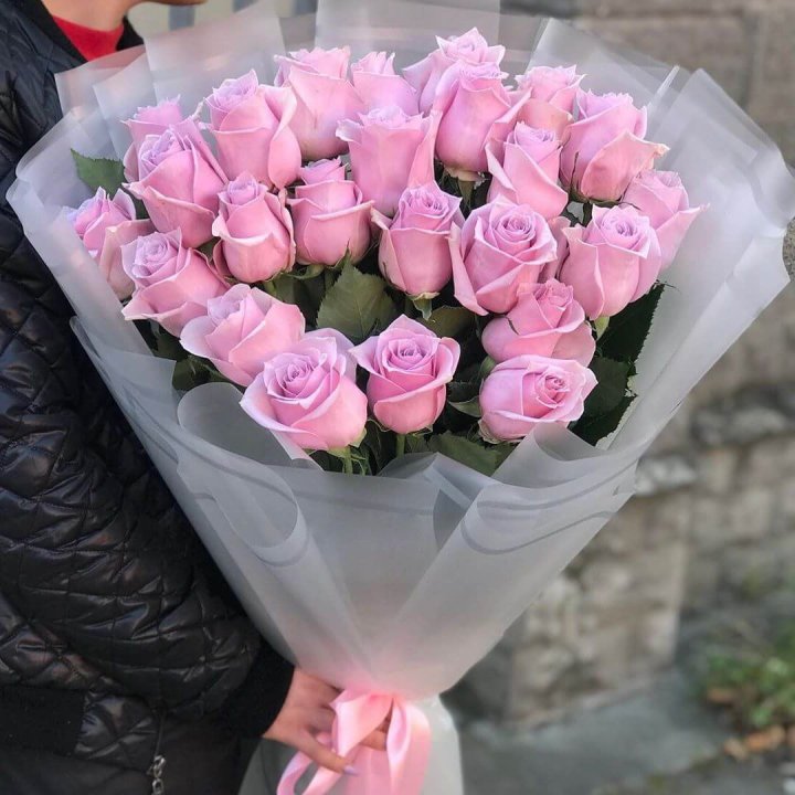 25 высоких розовых роз в Комсомольске-на-Амуре