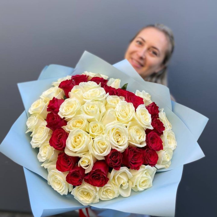 51 роза "Сердце" в Комсомольске-на-Амуре