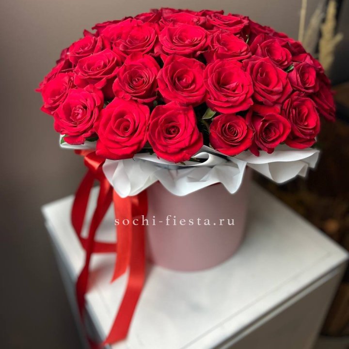 Красные розы 51шт  в коробке в Комсомольске-на-Амуре