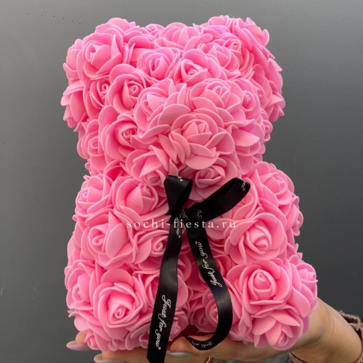 Игрушка медведь из розовых роз в Комсомольске-на-Амуре
