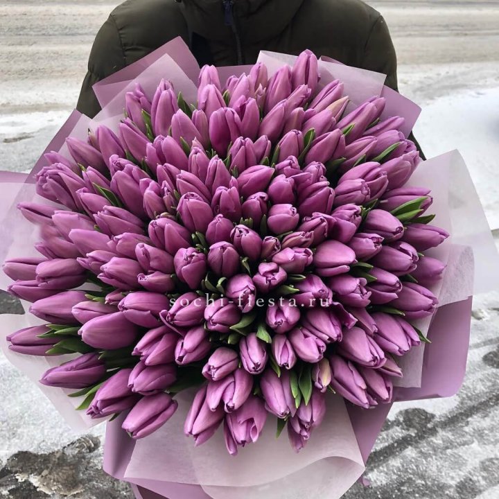101 сиреневый тюльпан в Комсомольске-на-Амуре